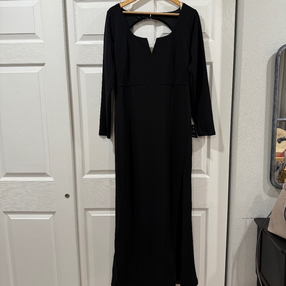 lulus true love lasts black long sleeve backless maxi dress